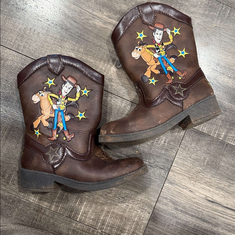 DISNEY/PIXAR’s Toy Story Cowboy Boots, Woody & Bullseye, Kids Size 8 Brown